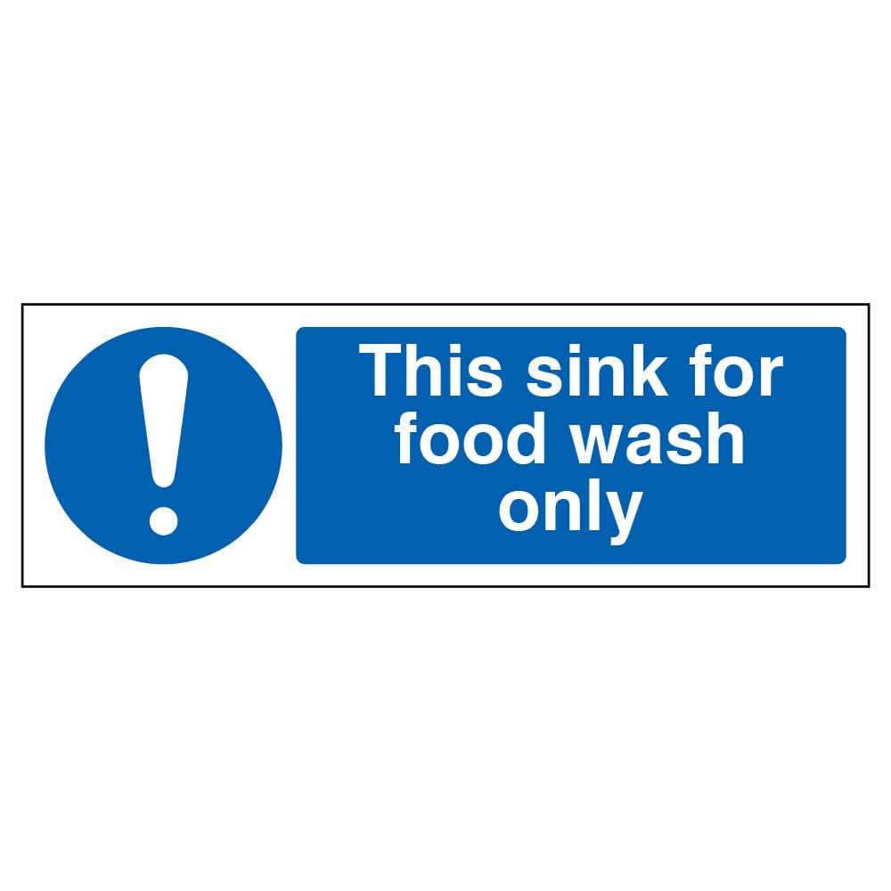 V Safety This Sink For Food Wash Only Sign - 300mm x 100mm - Self Adhesive Vinyl