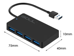 iSOUL USB Hub 3.0 4-Port Ultra-Slim USB A Hub 0.6ft Multiport Extended Data Cable, USB Splitter for PC, MacBook, PS4, PS5, Xbox, Playstation, Mac, Laptop, iMac [USB Adapter, USB Extender]