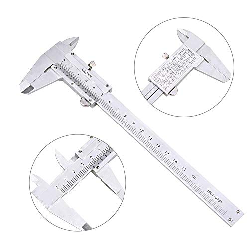 Vernier Caliper 150MM 6” Stainless Steel Nabance Micrometer Measuring Tool Vernier Caliper with 15cm Steel Ruler and Cleaning Cloth