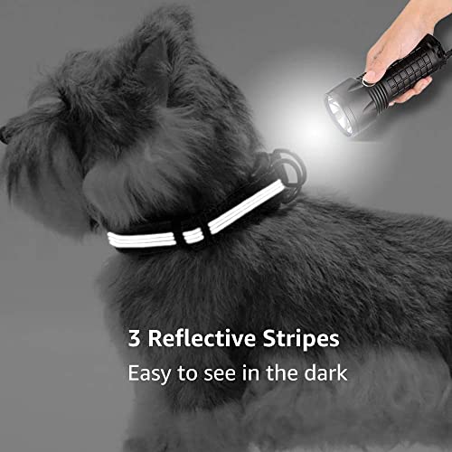 Beshine Adjustable Dog Collar, Reflective Nylon Neoprene with Separate ID Ring and Double D Ring, Durable and Comfortable Puppy Collar for Large Dogs(L, Black)