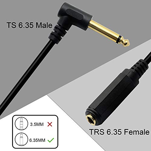 Guitar AMP Cord Right Angle,Mono 90 Degree 6.35 TS Male to 6.35 TRS Female Audio Cable For Amplifiers,Guitars,Pianos,Home Theater Equipment Etc.