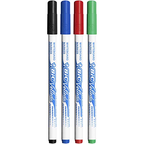 BIC Velleda 1721 Whiteboard Markers - Assorted Colours, Pack of 4, Dry Erase Pens for School or Office