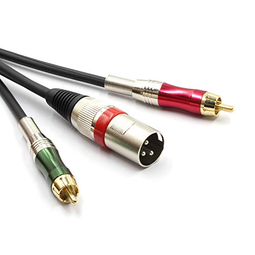 SiYear XLR Male to 2 x Phono RCA Plug Adapter Y Splitter Patch Cable, 1 XLR Male 3 Pin to Dual RCA Male Plug Stereo Audio Cable Connector(1.5 Meters)