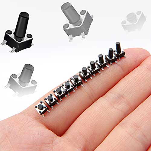 VooGenzek 200 PCS Micro Momentary Tactile Push Button Switch, 4.5×4.5mm 10 Types of Button Switch Assortment Kit, for Fields of Electronic Products, Black