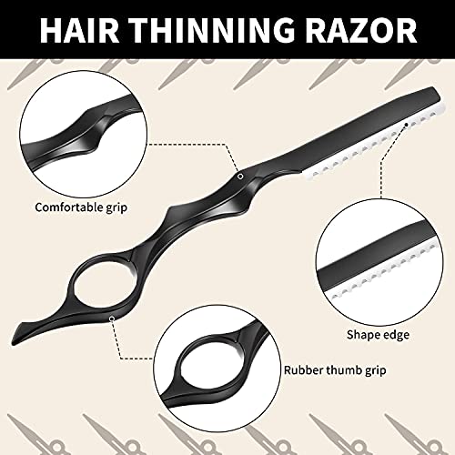 11 Pieces Hair Styling Razor Hair Thinning Comb Hair Texturizing Cutting Razor Comb with Replacement Stainless Steel Razors for Salon Home Use