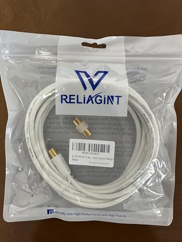 RELIAGINT TV Aerial Cable 0.5m – Pure Copper TV Coaxial Cable with Dual Shielding for Strong Signal – Straight or Right-Angle – Female-to-Female Adaptor Included – Fire-Resistant Aerial Connectors