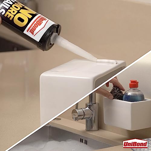 UniBond No More Nails Waterproof, Heavy-Duty Mounting Adhesive, Strong Glue for Mirrors, Wood, Ceramic, Metal etc., No Nails Instant Grab Adhesive Indoor & Outdoor, 1 x 450g Cartridge