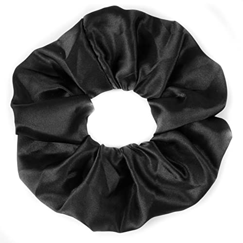 Mytoptrendz® Plain Satin Hair Scrunchies Ponytail Hair Tie Traceless Luxurious Bobbles Classic Hair Accessory (Black)