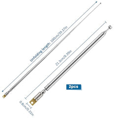 VooGenzek 2 PCS 100cm 7 Section Replacement Telescopic Aerial Antenna, DAB FM Antenna Replacement, Portable Radio Antenna, for DAB AM/FM Stereo Reception