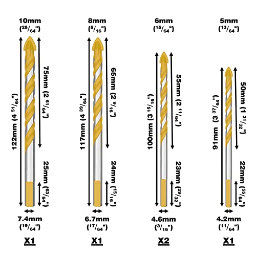 SabreCut SCTBA5 Multi-Material Tile Drill Bits Set for Ceramic Porcelain Granite Marble with Durable Storage Box