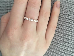 Sterling Silver 925 3mm And 4mm Beaded Stretch Ring