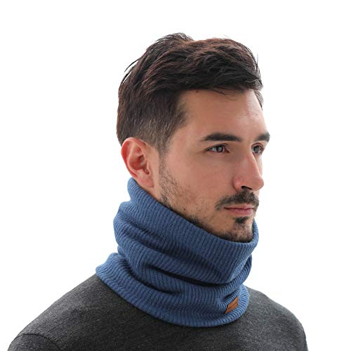 NovForth Winter Neck Warmer Fleece Lined Infinity Scarf Thicken Windproof and Dust Skiing Circle for mens women Double-Layer Fleece Lining Knit