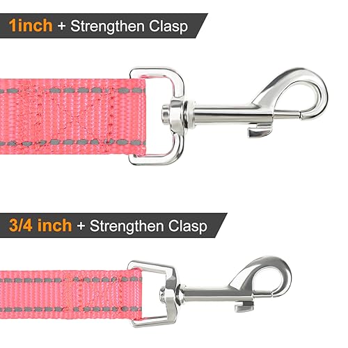 Joytale Padded Handle Dog Lead,Double-Sided Reflective Nylon Dogs Leads for Training,Walking Leash for Large, Medium Dogs, 1.2m × 2.5cm, Pink