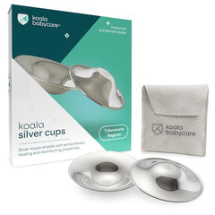 Koala Babycare Silver Nipple Shields NickelFree - Silver Cups Breastfeeding for Nursing Newborn - Protect and Soothe your Nursing Nipples - Made in Italy - Medical Device Class 1 - Tri-laminate Silver