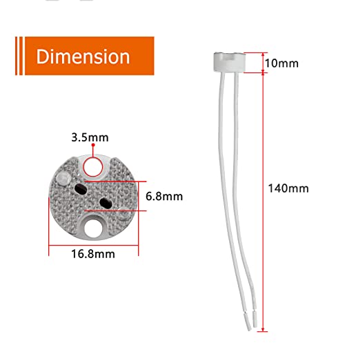 MR16 GU5.3 G4 G6.35 GU4 Lamp Sockets for LED & Halogen Bulbs, max. 100W, 12V Bi-Pin Base Connector Adapter, Lamp Holder Ceramic Base, Pack of 10