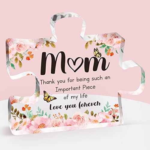 Gifts for Mum - Mum Birthday Gifts Acrylic Block Puzzle, Touching Sayings Engraved Mum Gifts, Presents for Mum from Daughter