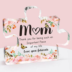 Gifts for Mum - Mum Birthday Gifts Acrylic Block Puzzle, Touching Sayings Engraved Mum Gifts, Presents for Mum from Daughter