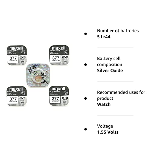 5 x Maxell SR626SW SR626 AG4 377 1.55v Watch Batteries