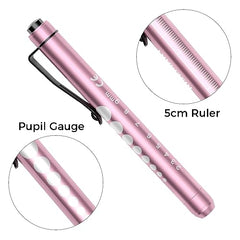 Pen Torch, RISEMART 2PCS Pen Light LED Pupil Gauge Pen Torches for Nurses Doctors Paramedic EMT Emergency Penlight Flashlight with Pocket Clip (Rose Pink and Green)