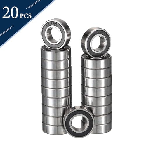 HiPicco 687-2RS Deep Groove Ball Bearings, ID 7mm x OD 14mm x Width 5mm Miniature Bearings, Double Rubber Sealed Ball Bearing Pre-Lubricated Chrome Steel Z2 Lever 20pcs