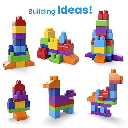 MEGA BLOKS Big Building Bag building set with 60 big and colorful building blocks, and 1 storage bag, toy gift set for ages 1 and up, DCH55