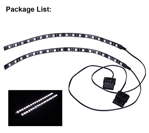 Ubanner LED Light Strip Computer Lighting White, Magnetic, Molex Connector, 2pcs LED Strip for PC Case Lighting Kits