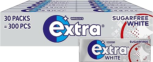 Extra White Sugar-free Chewing Gum Classic Mint Flavour Bright Smile With Xylitol Helps with Oral Hygiene for Healthy Teeth & Gums 30x 10-Packs