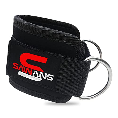 SAWANS Weightlifting Ankle Cuff Gym Pulley 1XD Straps Neoprene Ankle Strap for Machine Cable Attachment Kickback Leg Extension Glute Curls Booty Builder Thigh Strengthener