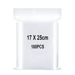 Resealable Clear Plastic Bags, Sealed Bag, Storage Bag, Press Seal Bags, Thickening and Durable, Apply to Kitchen, Office Supplies, Stationery Storage ect. 6.7x9.8 inches(17x25cm) 100PCS