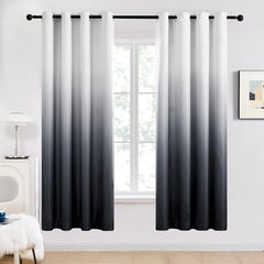 Deconovo Eyelet Curtains 72 Drop Thermal Insulated Eyelet Blackout Curtains for Boys Bedroom 46 x 72 Inch Black and White 2 Panels