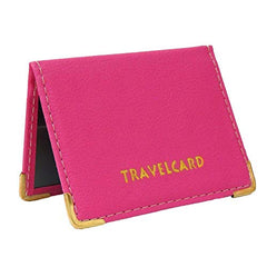 Unisex Soft Leather Travel Card Bus Pass Holder Credit Card ID Card Wallet Cover Case Holder by REAL ACCESSORIES Plain/Polka Dot Bus Pass Holder (Hot Pink)