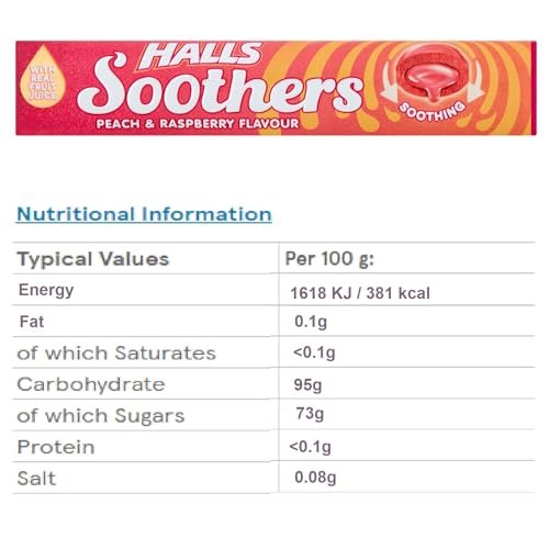 Halls Soothers 5X 45g Mixed Flavour Drops Mints Cherry, Strawberry, Peach & Raspberry, Blackcurrant, Honey & Lemon Bundle