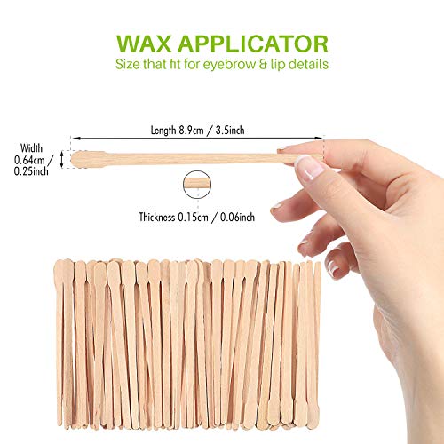 Mibly Wooden Wax Sticks - Eyebrow, Lip, Nose Small Waxing Applicator Sticks for Hair Removal and Smooth Skin - Spa and Home Usage (Pack of 200)