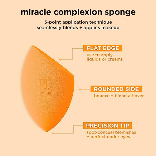 Real Techniques Miracle Complexion Beauty Sponge Makeup Blender Set, Orange, (Pack of 8)