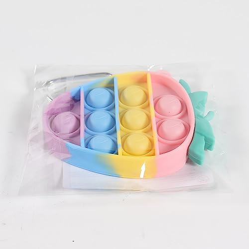 Push Pop Bubble Sensory Fidget Toy, Strawberry Pop It Popping Bubble Fidget Toy, Keyring, Popper Autism Special Needs Stress Reliever Silicone Anxiety Reliever Toy Poppet Toy for Girl Kids & Adults