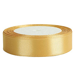 OWill Champagne Gold Satin Ribbon, Double Sided Polyester 20mm X 22m(24 Yards) Gift Wrapping Ribbon for Cake Decoration, DIY Sewing Project, Party Balloon Decoration & Hair Bows Decoration