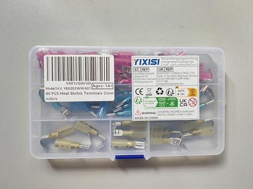 YIXISI 60 PCS Heat Shrink Wire Connectors Kit, Marine Grade Electrical Connectors, Heat Shrink Piggy Back Spade Terminals Connectors, 22-10 AWG