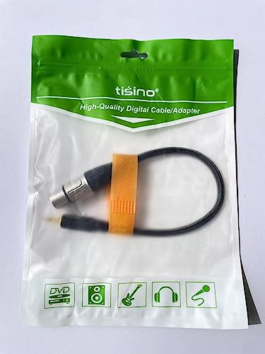 tisino XLR to 3.5mm Balanced Cable Adapter, Gold-Plated XLR Female to 1/8 inch Mini Jack Aux Mono Audio Cord for Shotgun or Condenser Microphones - 30cm