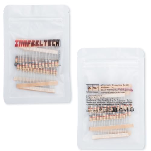 Innfeeltech 300 Pcs 1/4W 5% Tolerance 470 Ohm Carbon Film Resistor Resistance for DIY Project and Experiments