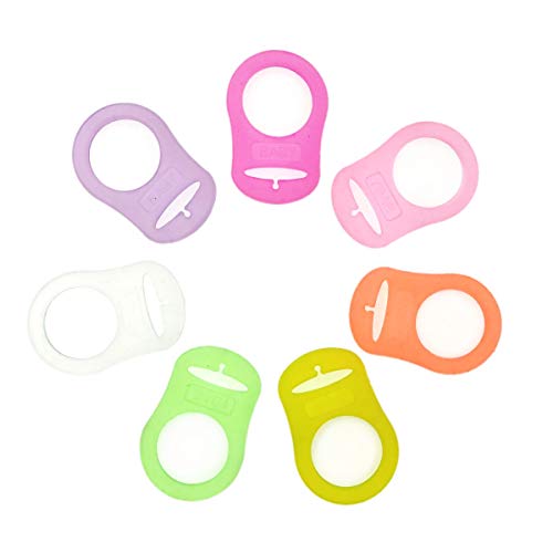 JZK 7 x Multicolor Silicone Baby Dummy Clip Ring for Girls and 7 x Pacifier Clip Dummy Holder Straps for Girls, Suitable for Baby mam soothers