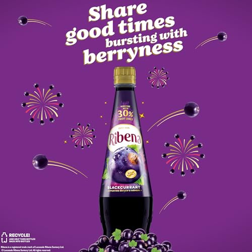 Ribena Blackcurrant Squash 850ml Real British Blackcurrants; Rich in Vitamin C; No Artificial Colours or Flavours; 100% Recycled Plastic Bottle