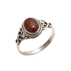 Sunstone Ring 925 Sterling Silver Statement Ring For Women Size UK M Natural Gemstone Ring Handmade Ring Christmas Gifts Ring Jewelry