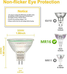 Simusi MR16 Halogen Bulbs, (12 Pack) 12V 35W Halogen Light Bulbs Dimmable Glass Cover for Ceiling Light, 2 Pin Light Bulbs Halogen 2700K Warm White