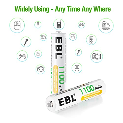 EBL AAA Rechargeable Batteries 1100mAh Ready2Charge Triple A NiMH Battery, Retail Pacakge - 8 Packs