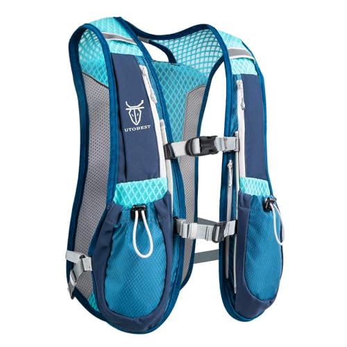 UTOBEST Running Backpacks Lightweight Hydration Pack Functional Running Vest 5L（Blue）