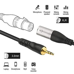 NUOSIYA XLR to Jack 2M/6.6Ft 3.5mm TRS Male to Dual XLR Female Splitter Cable,1/8 inch to 2 XLR Breakout Y Patch Cable for Laptop, Camera, Sound, DV