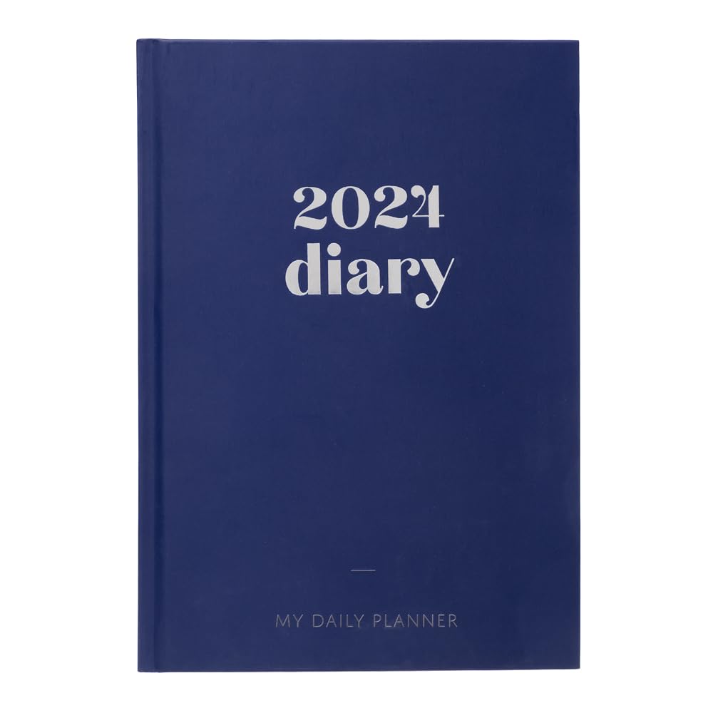 Invero 2024 Page A Day A5 Hardback Diary - Jan 2024 to Dec 2024 Planner Organizer Calendar with Hour Intervals & Worldwide Travel and Metric Information - Pink