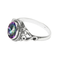 Mystic Topaz Stone Ring 925 Sterling Silver Statement Ring For Women Size UK N Natural Gemstone Ring Handmade Ring Christmas Gifts Ring Jewelry