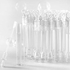 SHATCHI Heart Wand Filled Bubbles Tubes Bottles Wedding Table Decoration Party Favours Kids Bag Fillers, Clear, 24pcs