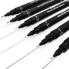 Uni Pin - Set of 6 drawing pens - black ink - fine point 0.03-0.8 mm